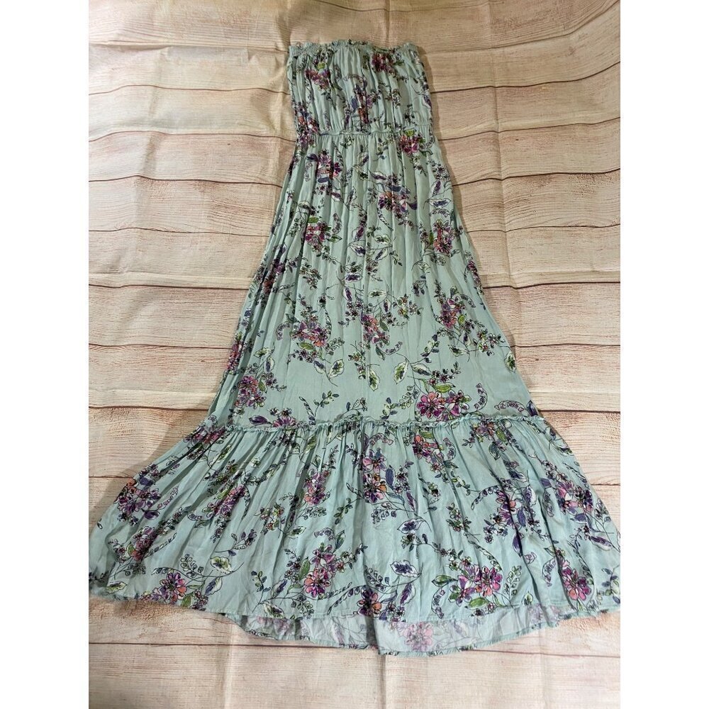 Lovesttitch Women's Soft Green Floral Sleeveless Maxi Dress - Medium - Picture 8 of 11